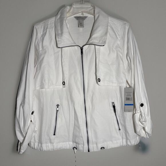 Multiples FRENCH Riviera Woman’s Zip White Jacket Size M - Picture 1 of 3